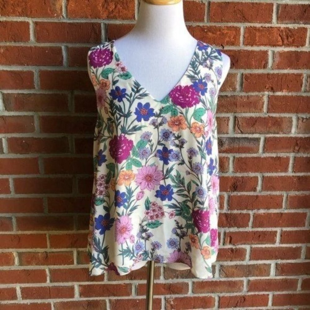 Tabitha Webb V-Neck Floral Sleeveless Top -‎ Size L